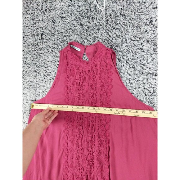 MAURICES Sleeveless Top Womens SZ XL Crochet Trim Raspberry Lagen Coquette Fairy - Picture 3 of 9